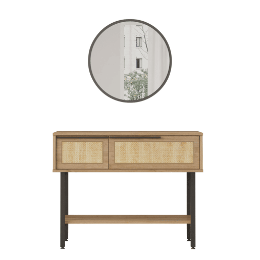 Mesa de consola OCEAN, num estilo moderno, com 76x100x30 cm, 2 portas e 3 prateleiras
