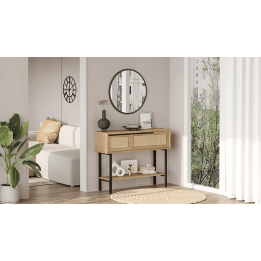Mesa de consola OCEAN, num estilo moderno, com 76x100x30 cm, 2 portas e 3 prateleiras