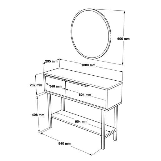 Mesa de consola OCEAN, num estilo moderno, com 76x100x30 cm, 2 portas e 3 prateleiras