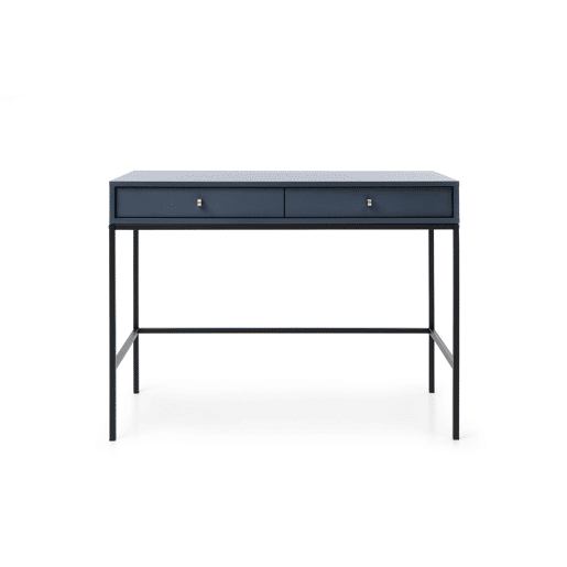 A mesa de consola MONO apresenta num estilo retro. Mede 77x103x50 cm e inclui 2 gavetas.