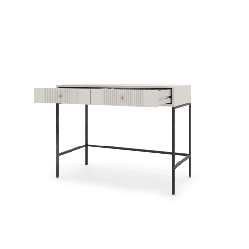 A mesa de consola ISEO apresenta num estilo moderno. Mede 79x104x50 cm e inclui 2 gavetas.