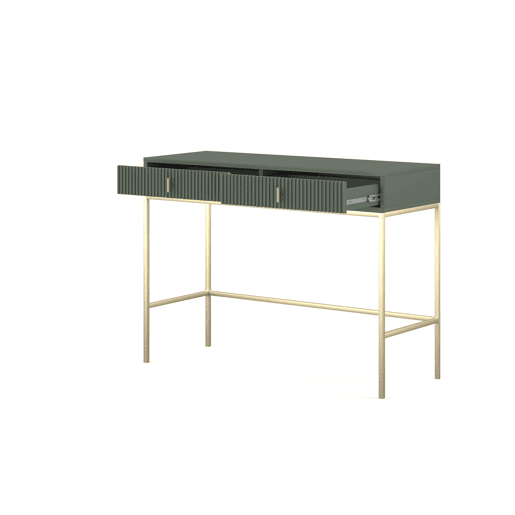 A mesa de consola MAGGIORE apresenta num estilo moderno. Mede 77x104x50 cm e inclui 2 gavetas.