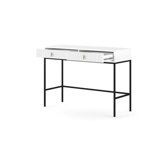 A mesa de consola MAGGIORE apresenta num estilo moderno. Mede 77x104x50 cm e inclui 2 gavetas.