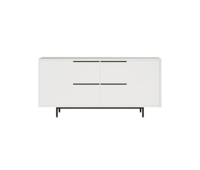 Consola ocean, estilo moderno, medidas 74x160x45 cm, con 4 puertas y 4 estantes