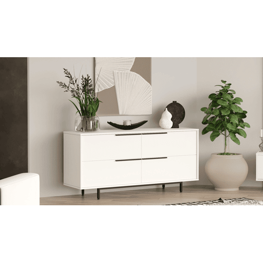 Mesa de consola OCEAN, num estilo moderno, com 74x160x45 cm, 4 portas e 4 prateleiras