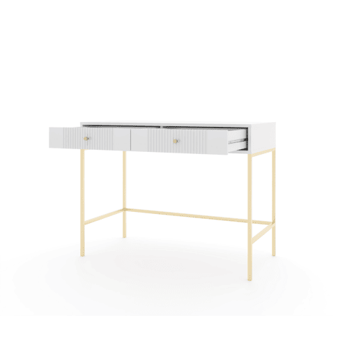 A mesa de consola ISEO apresenta num estilo moderno. Mede 79x104x50 cm e inclui 2 gavetas.