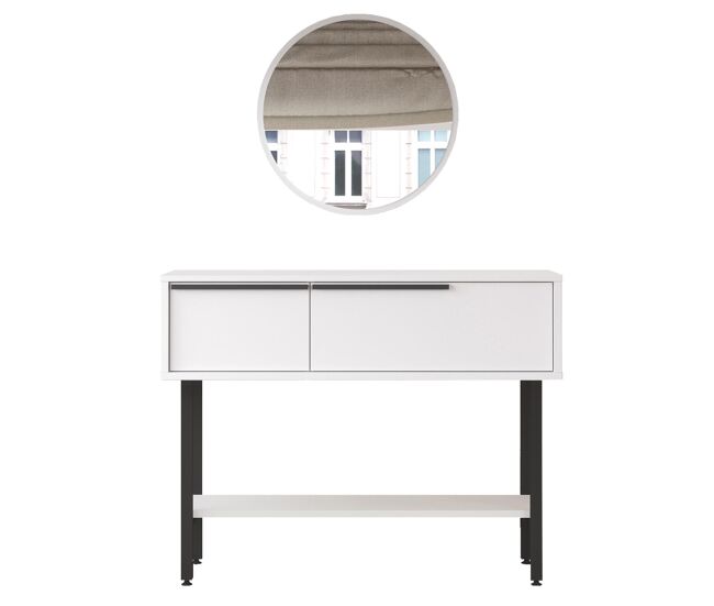 Consola ocean, estilo moderno, medidas 76x100x30 cm, 2 puertas y 2 estantes