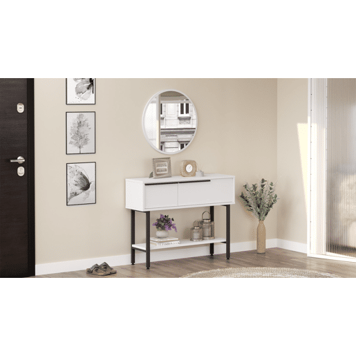 Mesa de consola OCEAN, num estilo moderno, com 76x100x30 cm, 2 portas e 3 prateleiras
