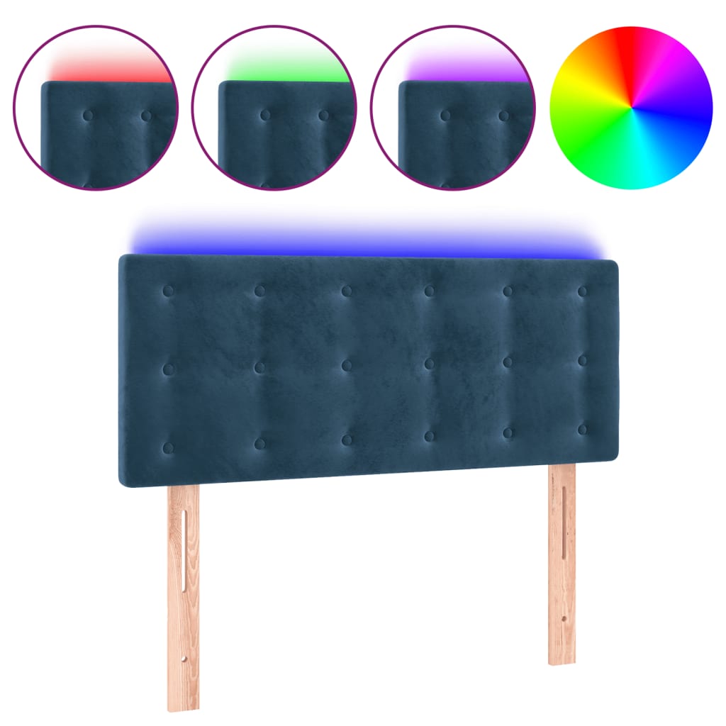 Cabecero con LED de terciopelo 80 Azul