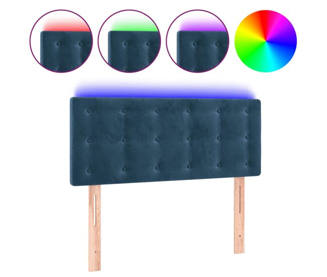 Cabecero con led de terciopelo azul oscuro 80x5x78/88 cm