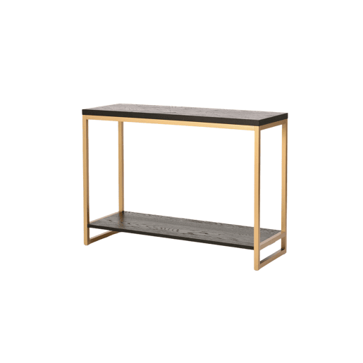 Mesa de consola SEVILLE, preta, em latão, de estilo moderno, com 78x110x40 cm e 1 prateleira
