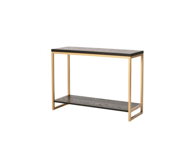 Consola seville, de color negro y latón, de estilo moderno, mide 78x110x40 cm y tiene 1 estante