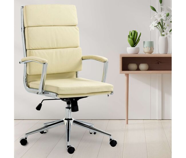 Silla de oficina cleveland simil cuero crema 65x61x107 cm