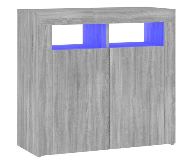 Vidaxl aparador con luces led gris sonoma 80x35x75 cm