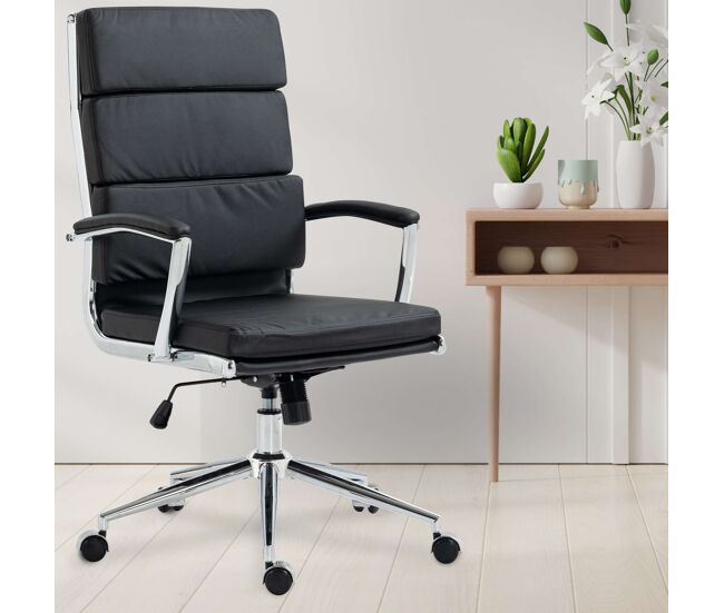 Silla de oficina cleveland simil cuero negro 65x61x107 cm