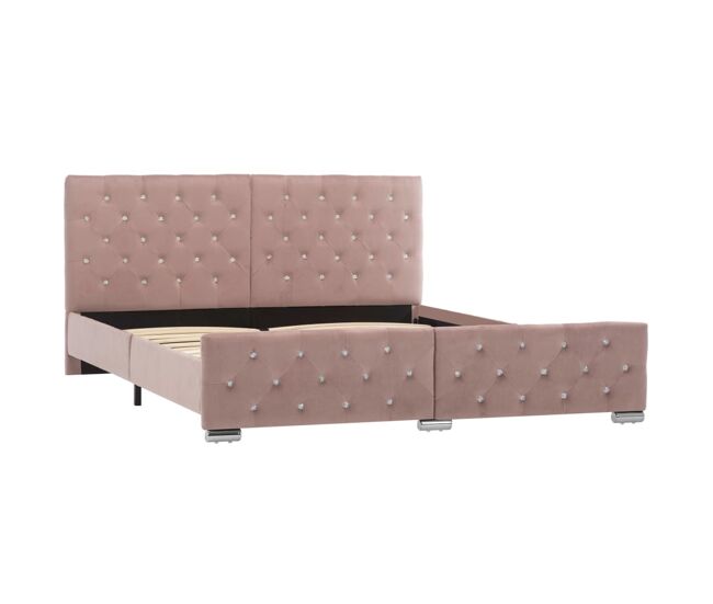 Estructura de cama de terciopelo rosa 160x200 cm
