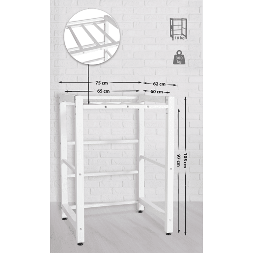 Estante para lavadoras Medina Metal Blanco 62X75X105 cm