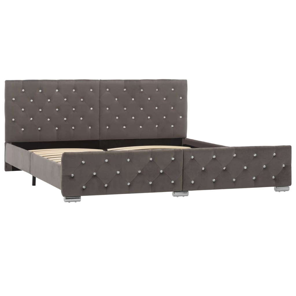 Estructura de cama de terciopelo gris 180x200 cm