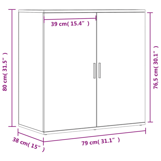 vidaXL Aparador 79x38x80 cm derivados de madeira cinzento sonoma