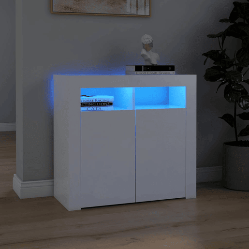 vidaXL Aparador com luzes LED 80x35x75 cm branco vidaXL Aparador com luzes LED 80x35x75 cm branco