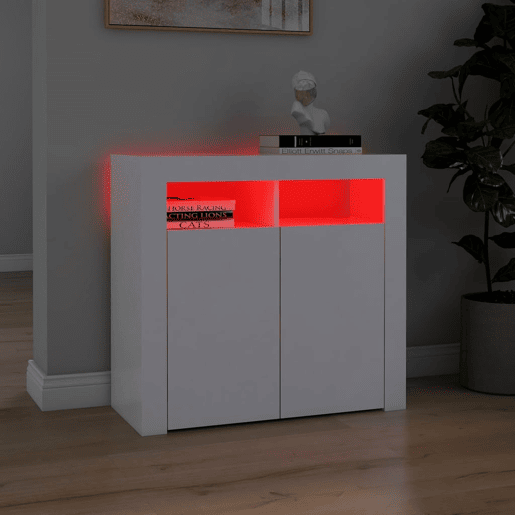 vidaXL Aparador com luzes LED 80x35x75 cm branco vidaXL Aparador com luzes LED 80x35x75 cm branco