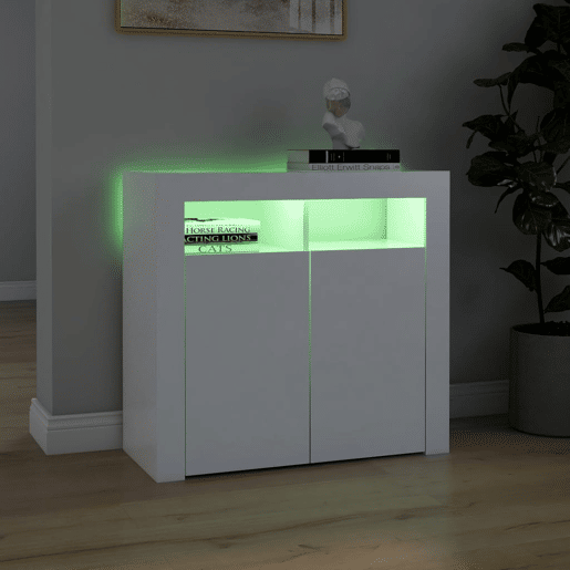 vidaXL Aparador com luzes LED 80x35x75 cm branco vidaXL Aparador com luzes LED 80x35x75 cm branco