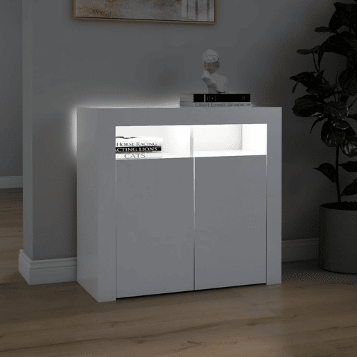 vidaXL Aparador com luzes LED 80x35x75 cm branco vidaXL Aparador com luzes LED 80x35x75 cm branco