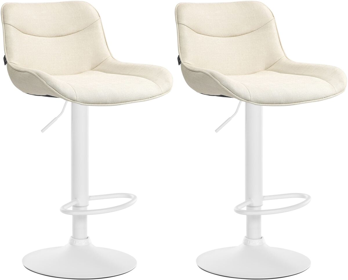 Juego de 2 taburetes de bar vonore en tela crema 51x49x85 cm