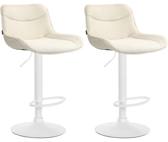 Juego de 2 taburetes de bar vonore en tela crema 51x49x85 cm
