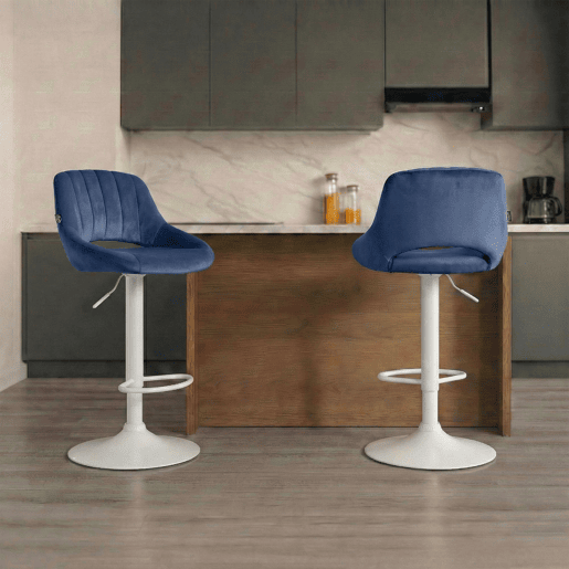 Taburete de bar Milet de terciopelo Azul 48X47X85 cm