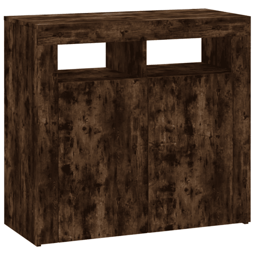 vidaXL Aparador com luzes LED 80x35x75 cm carvalho fumado vidaXL Aparador com luzes LED 80x35x75 cm carvalho fumado