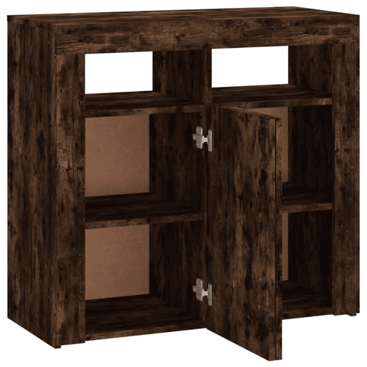 vidaXL Aparador com luzes LED 80x35x75 cm carvalho fumado vidaXL Aparador com luzes LED 80x35x75 cm carvalho fumado
