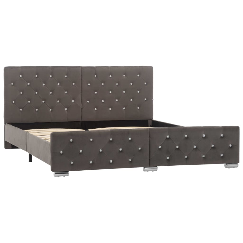 Estructura de cama de terciopelo gris 160x200 cm