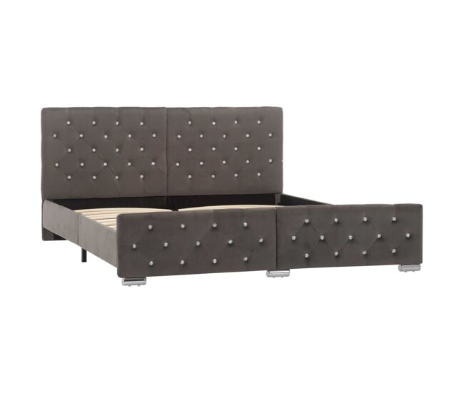 Estructura de cama de terciopelo gris 160x200 cm