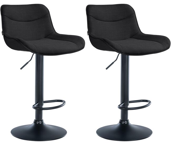 Juego de 2 taburetes de bar vonore en tela negro 51x49x85 cm