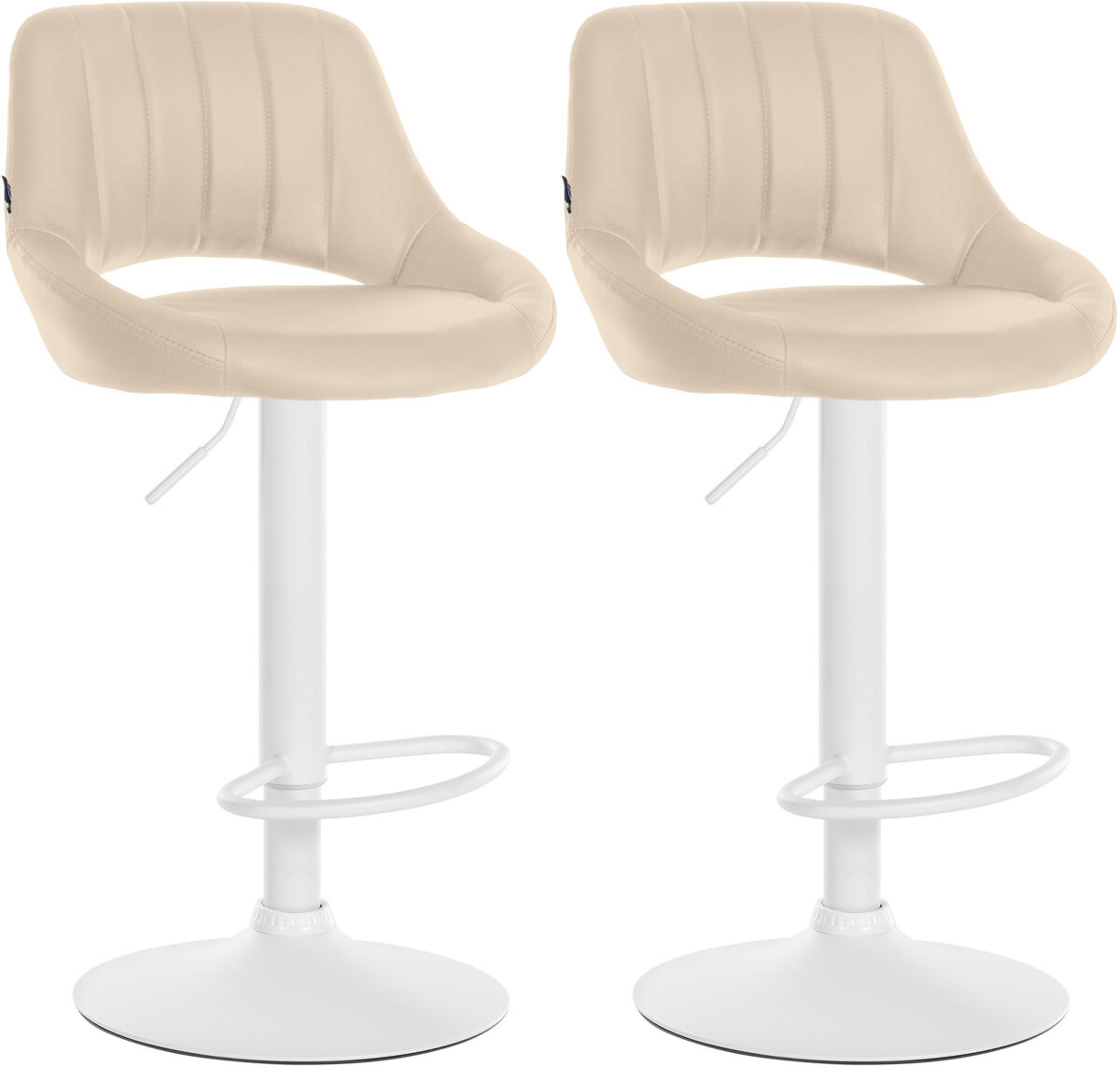 Juego de 2 taburetes de bar milet de piel sintetica simil cuero crema 48x47x85 cm