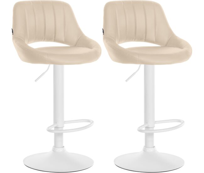 Juego de 2 taburetes de bar milet de piel sintetica simil cuero crema 48x47x85 cm