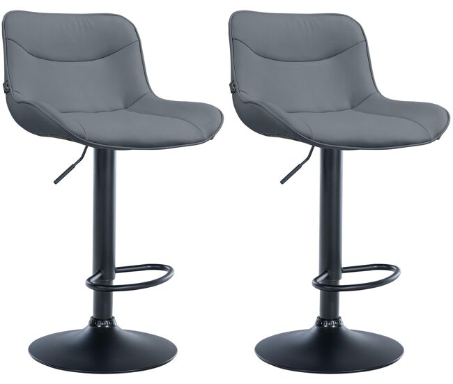Juego de 2 taburetes de bar vonore en polipiel simil cuero gris 51x49x85 cm