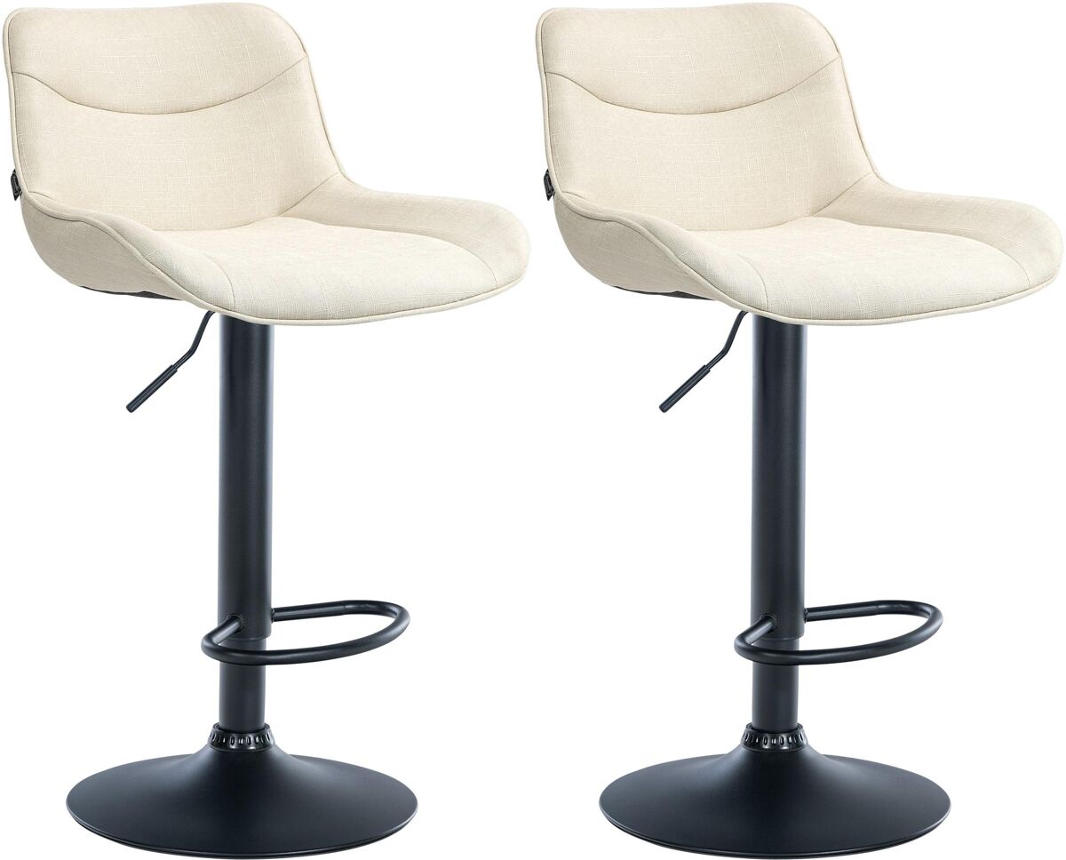 Juego de 2 taburetes de bar vonore en tela crema 51x49x85 cm