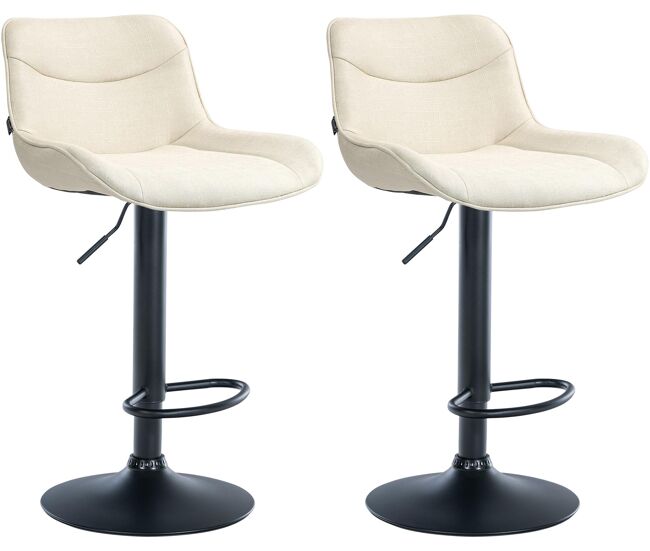 Juego de 2 taburetes de bar vonore en tela crema 51x49x85 cm