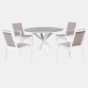 Conjunto de refeições de jardim 4 lugares MALETTOBUSSETO Metal Efeito de mármore Cinzento
