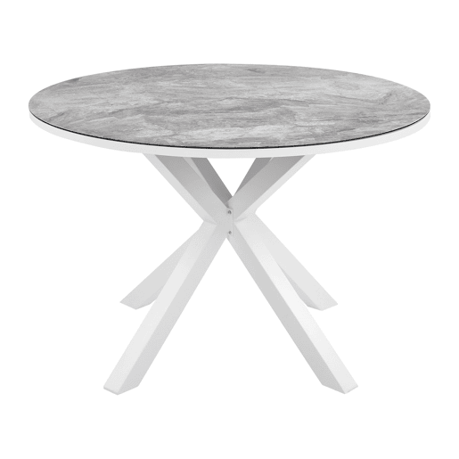 Conjunto de refeições de jardim 4 lugares MALETTOBUSSETO Metal Efeito de mármore Cinzento