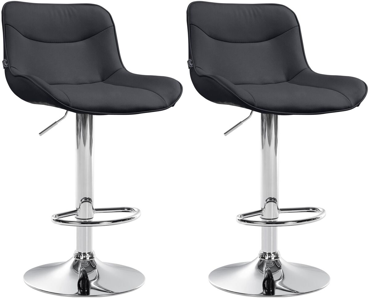Juego de 2 taburetes de bar vonore en polipiel simil cuero negro 51x49x85 cm