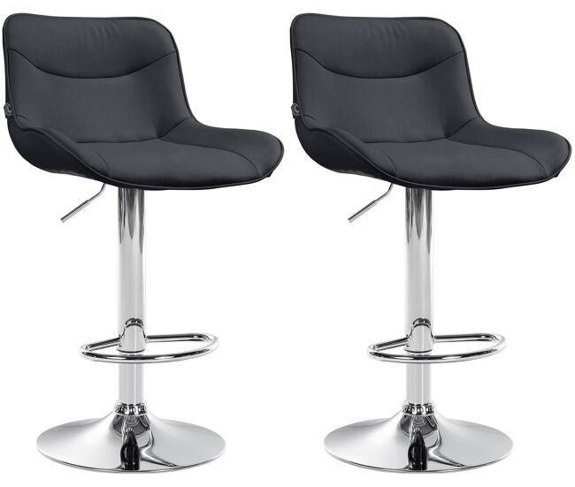 Juego de 2 taburetes de bar vonore en polipiel simil cuero negro 51x49x85 cm