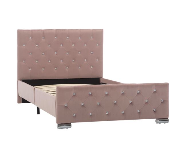 Estructura de cama de terciopelo rosa 100x200 cm