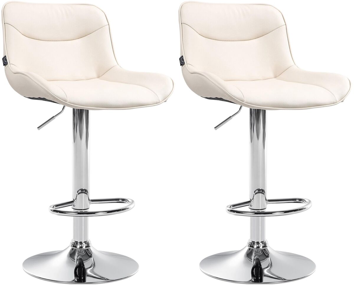 Juego de 2 taburetes de bar vonore en polipiel simil cuero crema 51x49x85 cm