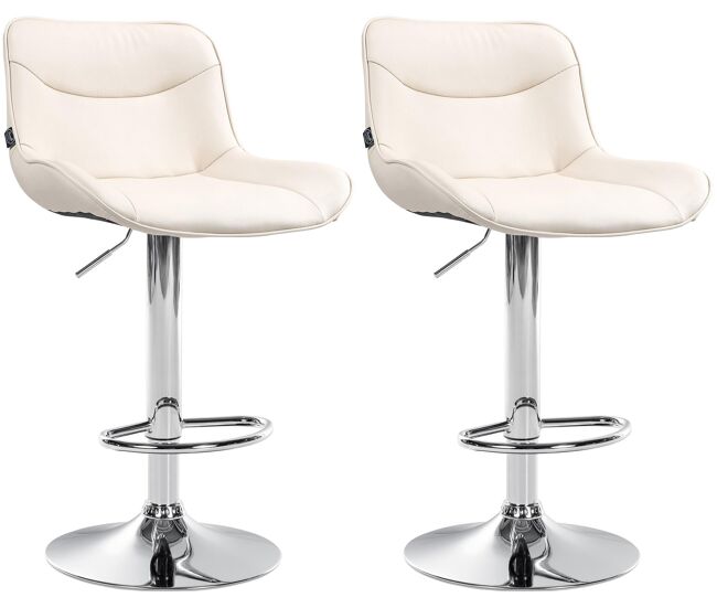 Juego de 2 taburetes de bar vonore en polipiel simil cuero crema 51x49x85 cm