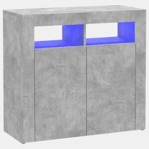 vidaXL Aparador com luzes LED 80x35x75 cm cinzento cimento