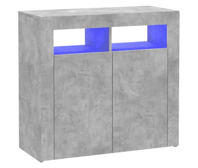 Vidaxl aparador con luces led gris hormigón 80x35x75 cm