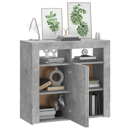 vidaXL Aparador com luzes LED 80x35x75 cm cinzento cimento vidaXL Aparador com luzes LED 80x35x75 cm cinzento cimento